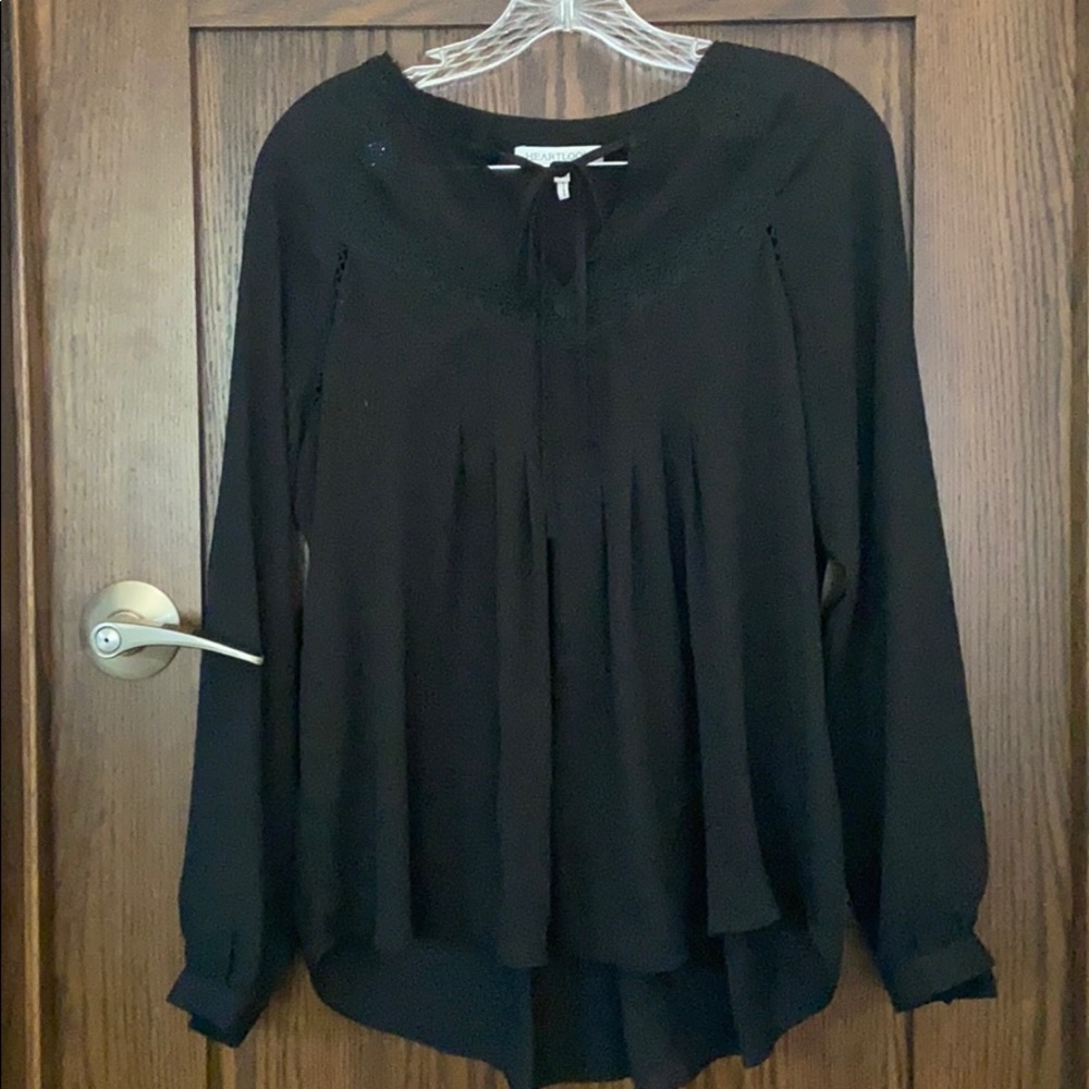 Black with lace tie in the front blouse